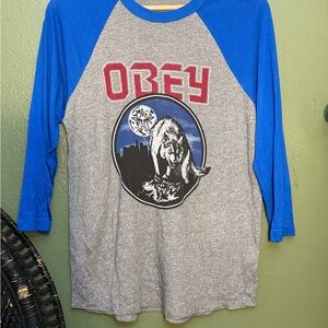 Obey Blue and Gray Graphic Tee